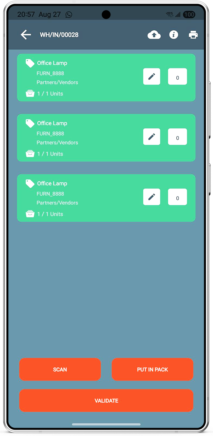 Receipt validate screen